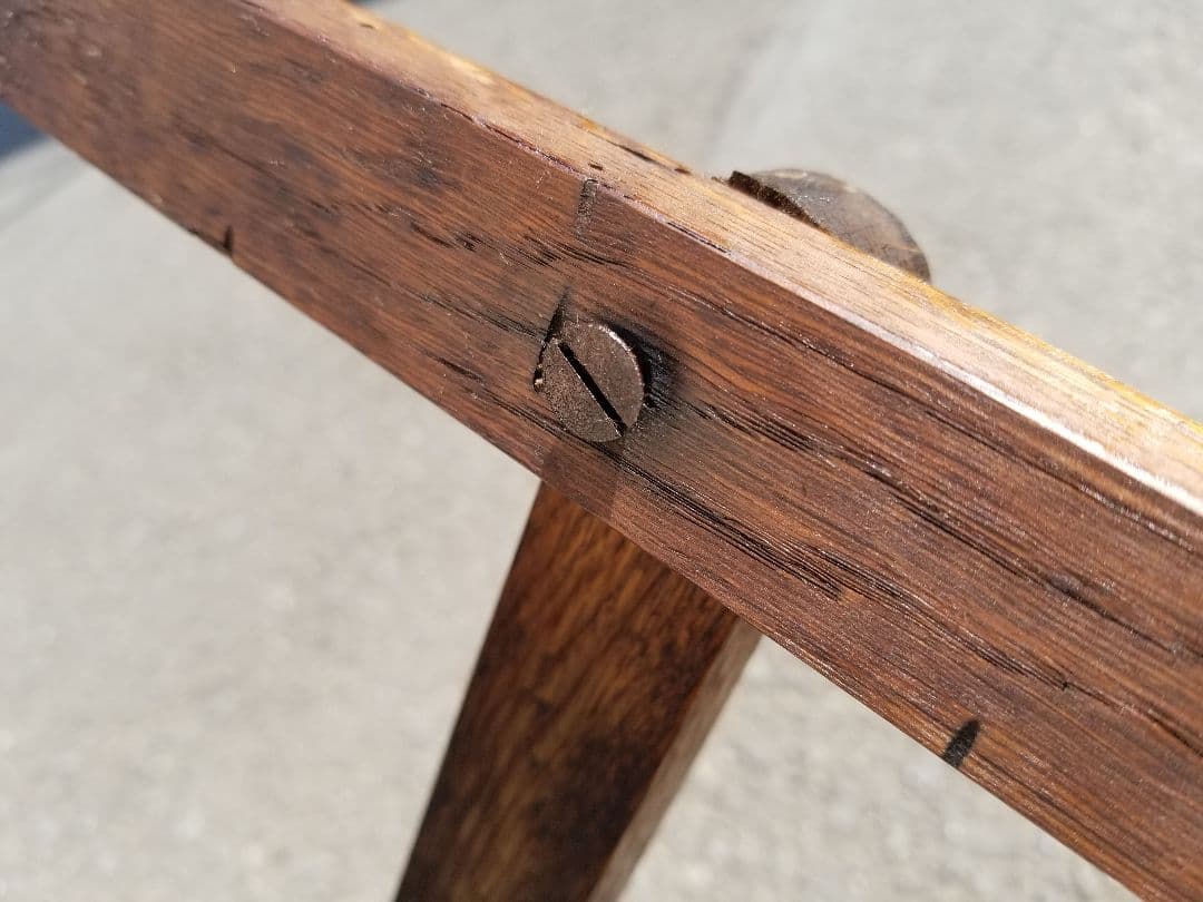 1960年代ヴィンテージ縞柄帆布オーク材ストライプロッキングチェア