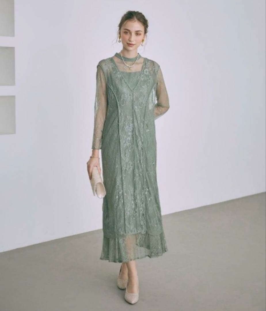 Dorry Doll グリーン レース ロングドレス Mサイズ