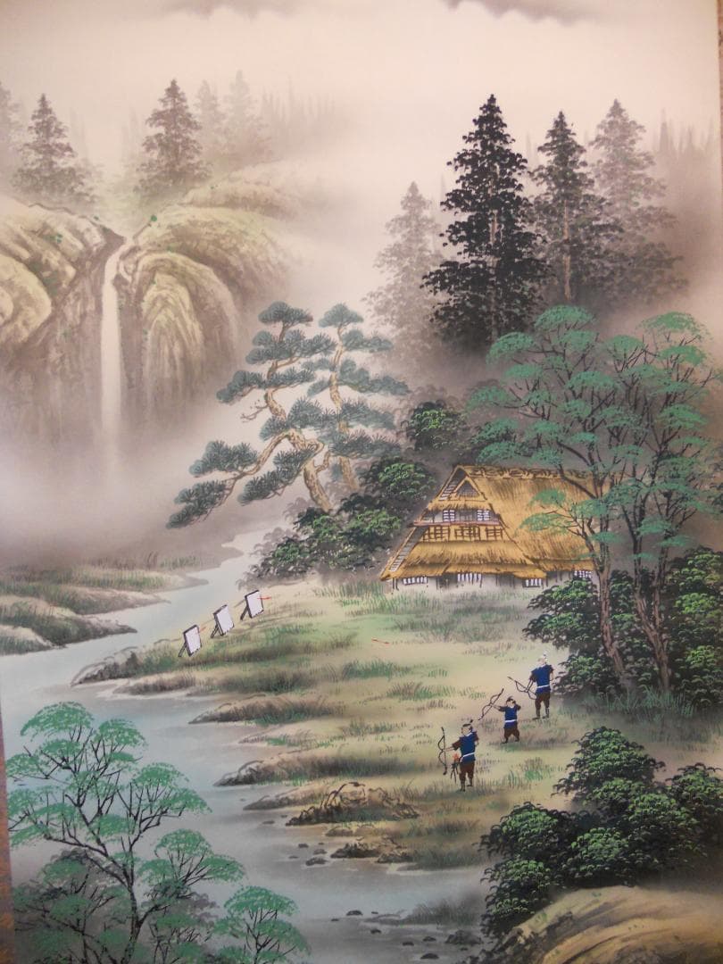 掛け軸 池田雅泉 赤富士 絹本 希少 軸装 茶道具 掛軸 美品 です。