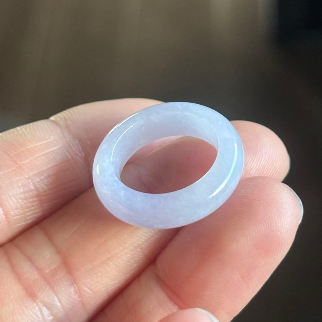 ミャンマー産 天然本翡翠　氷種　ラベンダー色 くり抜きリング　8号