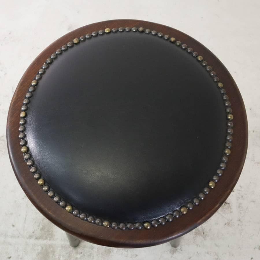 ルーマニア製 ハイスツール ビーチ材 ブラック PVCレザー