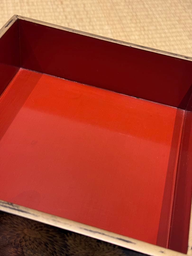 輪島塗 菊花総沈金彫 五段重箱 木製漆器