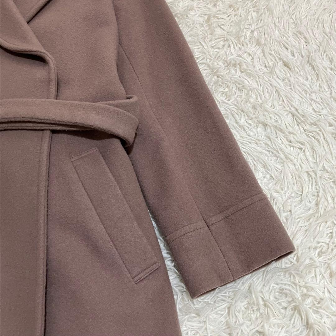 ジャスグリッティー ベルテッドロングコート ピンク アンゴラ 2