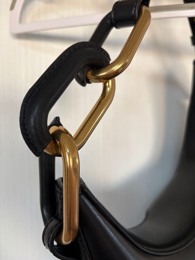 CHARLES & KEITH コラ メタリックアクセントムーンバッグ黒