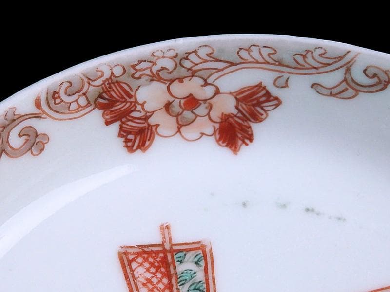 古伊万里 色絵 羊歯文様に松原帆掛け船 富士の図 5枚 B992AS-DAi 美術