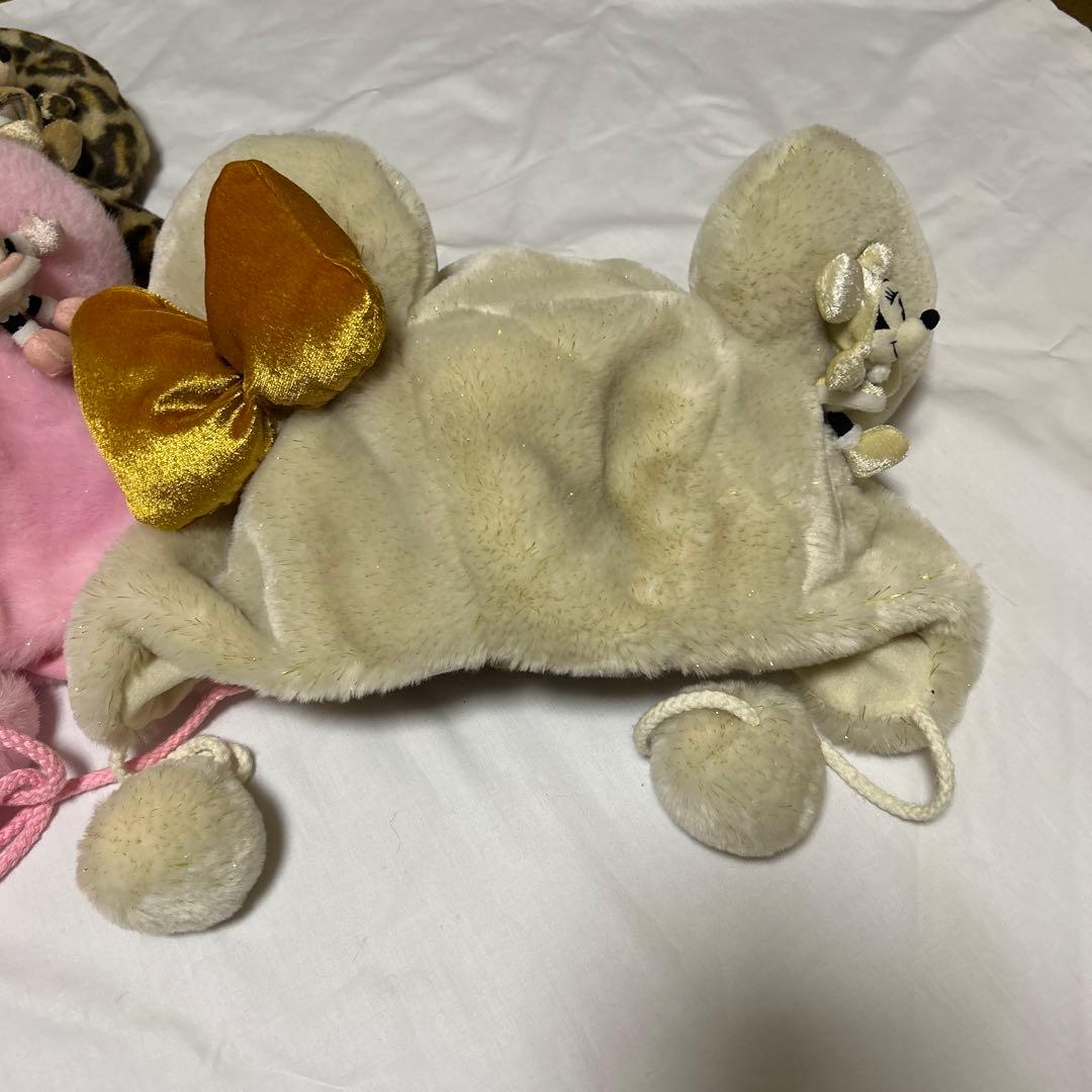 ディズニー ミニー ファンキャップ セット ヒョウ柄　ピンク　クリーム色