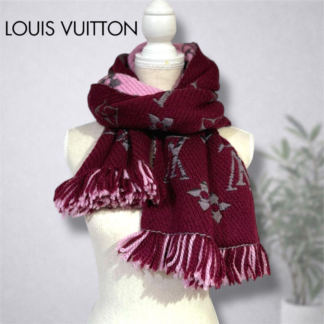 【人気】LOUISVUITTON（ルイ・ヴィトン）モノグラムマフラー/ボルドー ルイ・ヴィトン ロゴマフラー モノグラム ボルドーカラー