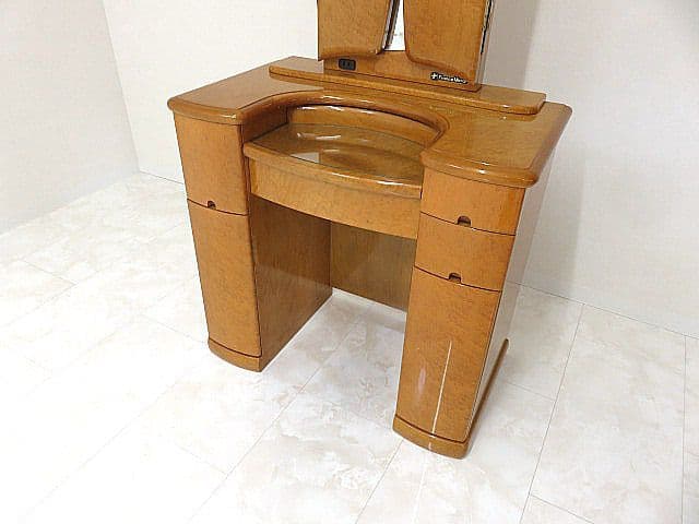 府中家具 バーズアイメープル 三面鏡ドレッサー 高級材 化粧台 W78cm