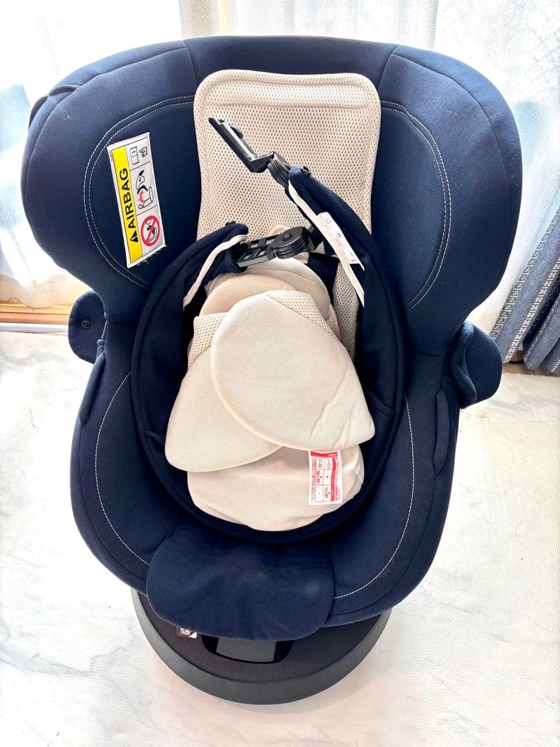 エールべべ クルット4i ISOFIX ネイビー 回転 チャイルドシート 日除