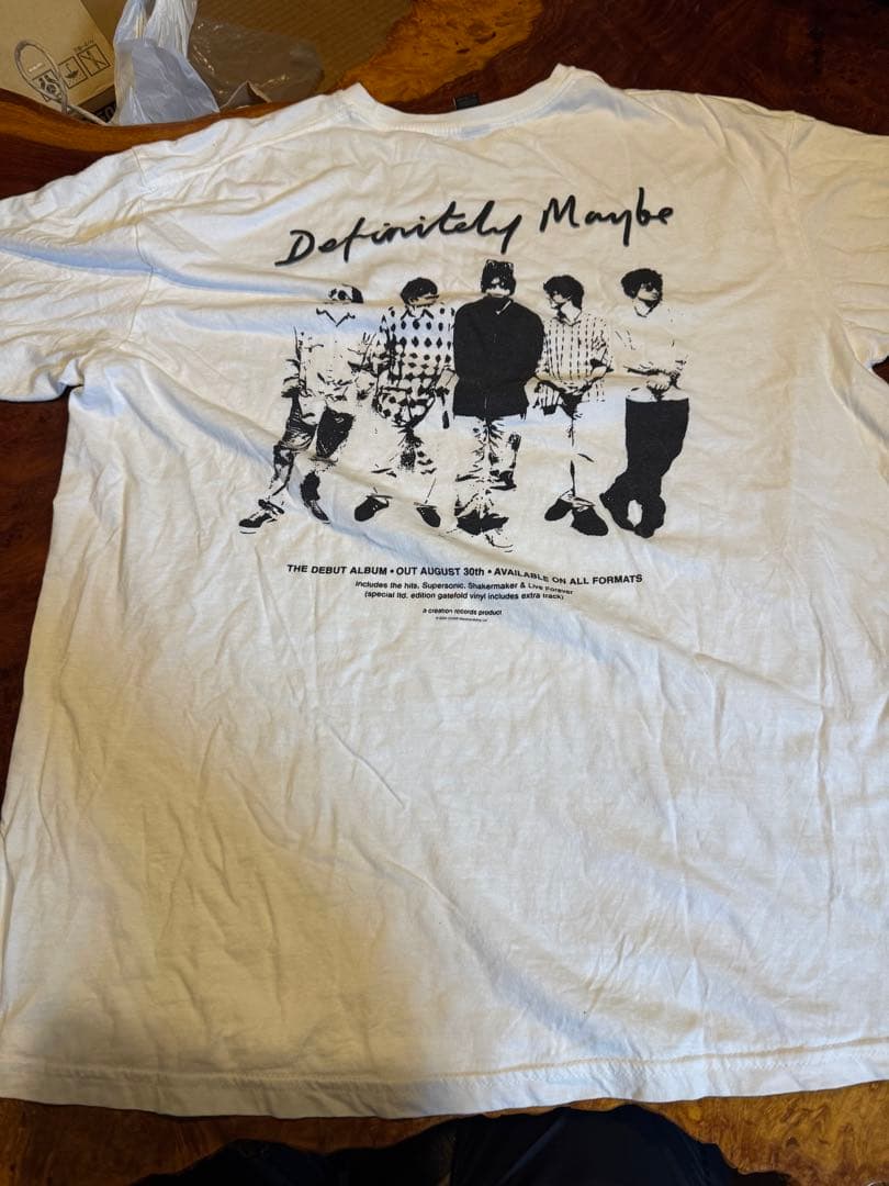 oasis Tシャツ白、黒文字モノトーン、XL2024コピーライト入り