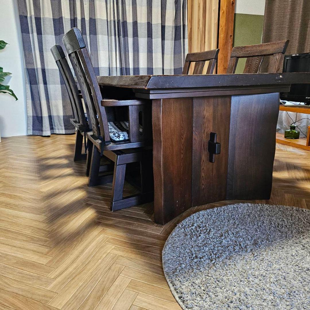 aya　ヴィンテージダイニングテーブル　4人分回転チェアセット