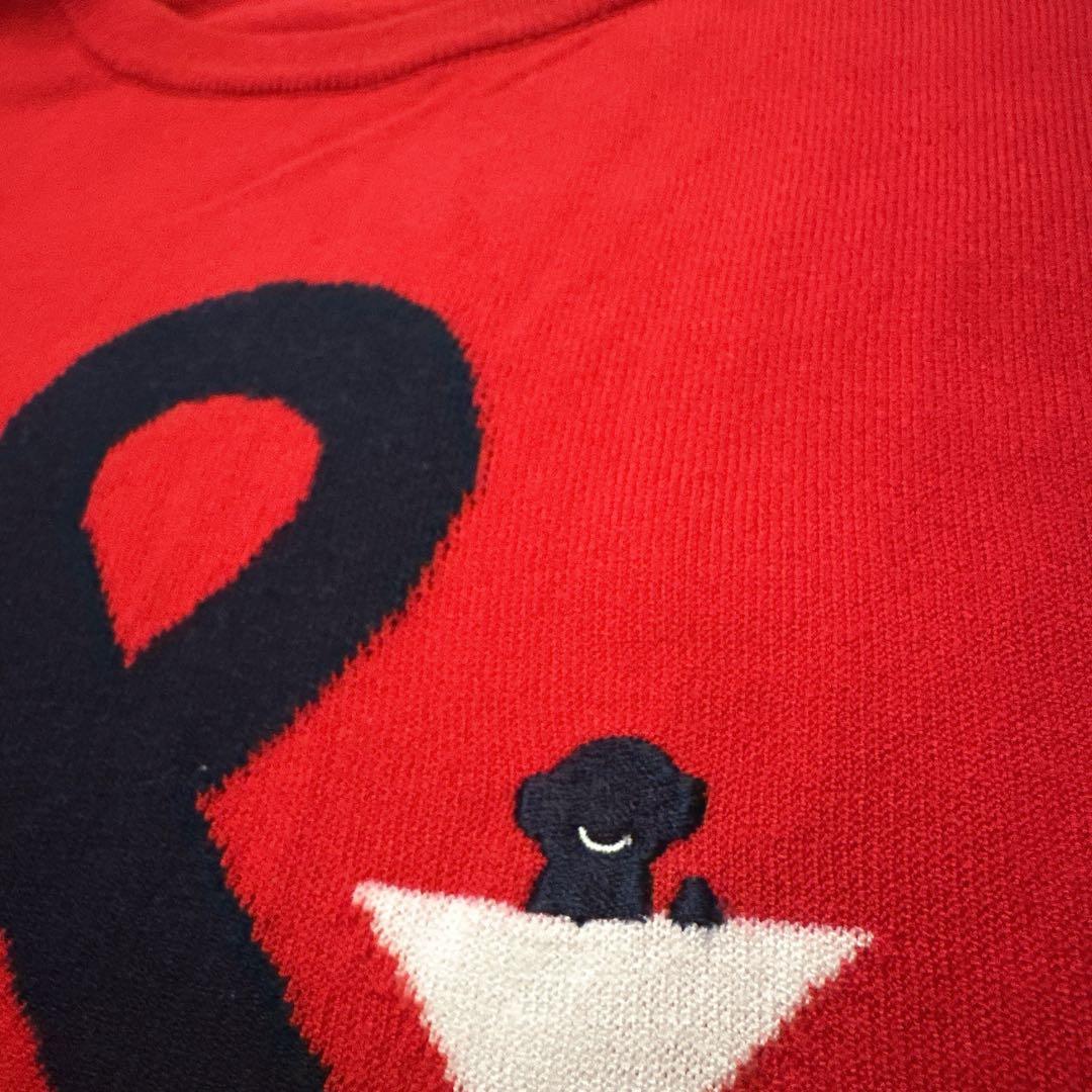 【新品相当】and per se アンパスィ 刺繍 レッドセーター