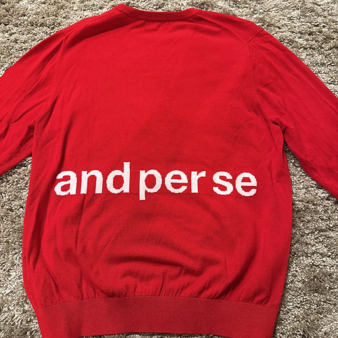 【新品相当】and per se アンパスィ 刺繍 レッドセーター
