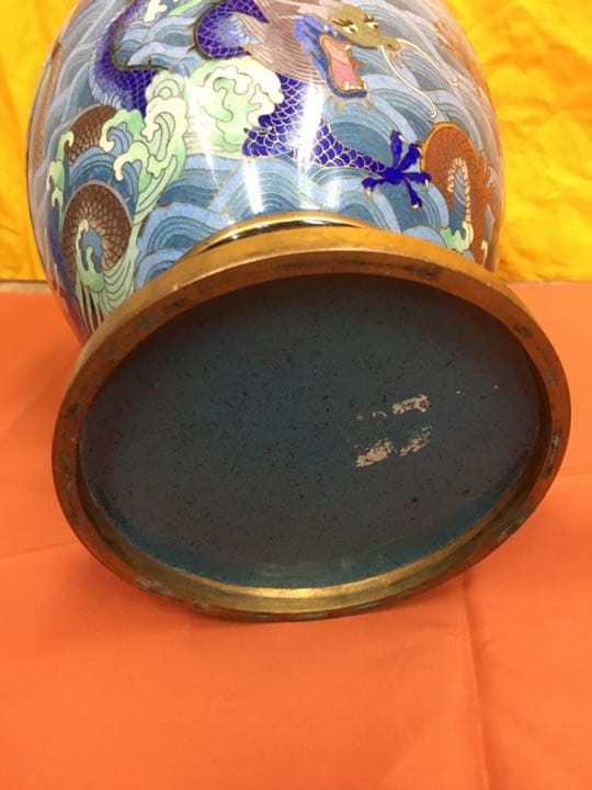 銅製 六角双耳飾花器 手彫唐木花台付 /金属工芸 唐銅 斑紫銅 花入 花瓶