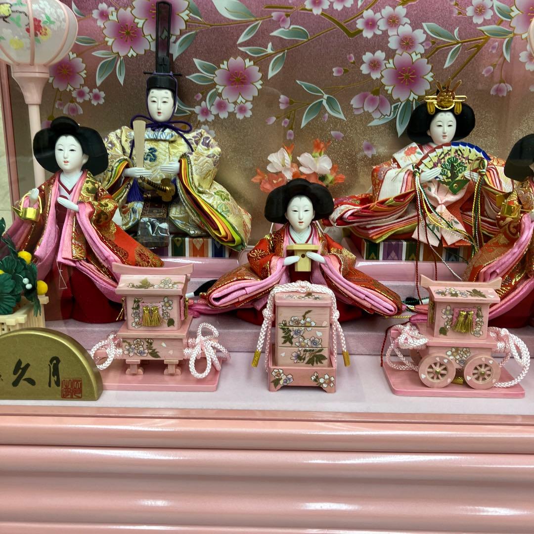 お値下げしました。久月アクリルケース入り雛人形五人飾り