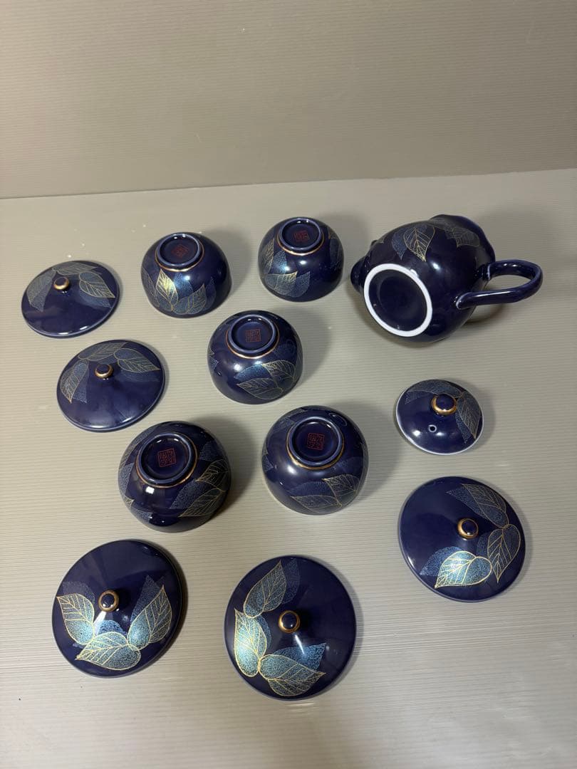 2265 九谷焼 茶器セット 急須1客 湯呑蓋付5客 未使用