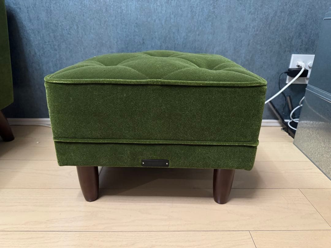 カリモク60 オットマン　スツール　モケットグリーン