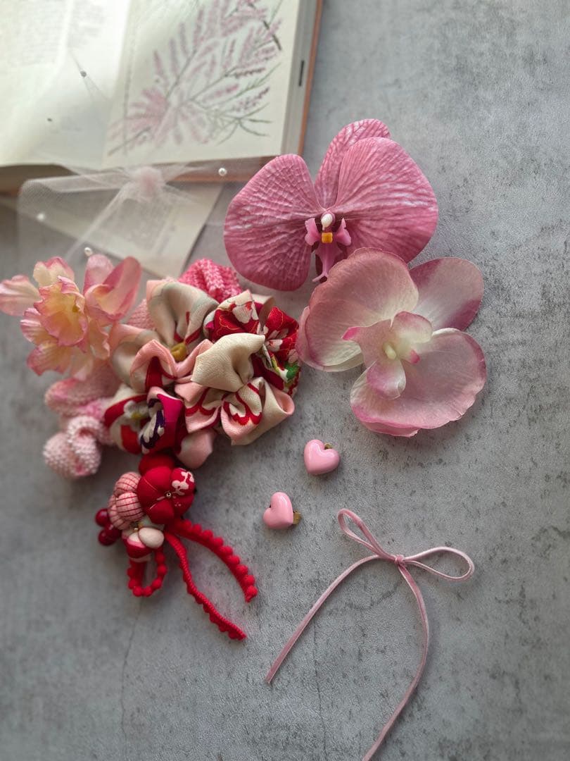 七五三　七五三髪飾り　ヘッドドレス　着物髪飾り　リメイク髪飾り　064