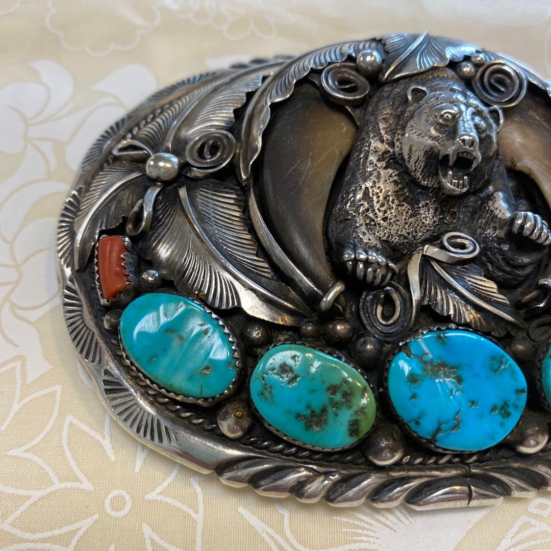 インディアンジュエリーシルバー925 コンチョベルトベルト本物トルコ石