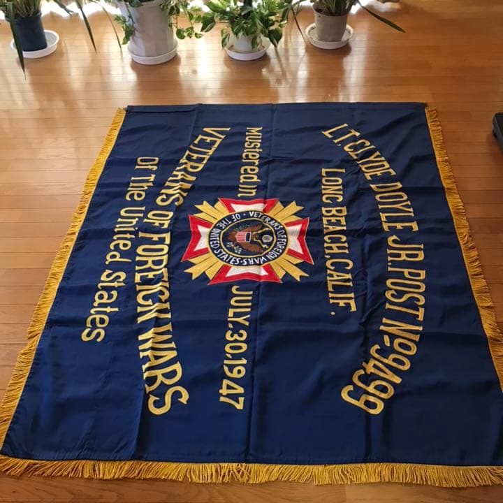 超レア大型美品！40’sUSAビンテージVFW米国退役軍人会 両面刺繍フラッグ旗