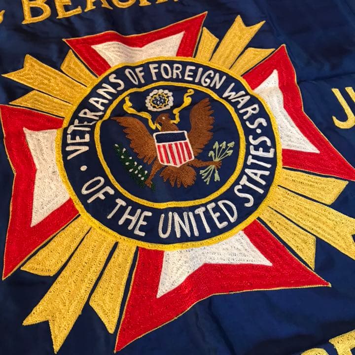 超レア大型美品！40’sUSAビンテージVFW米国退役軍人会 両面刺繍フラッグ旗