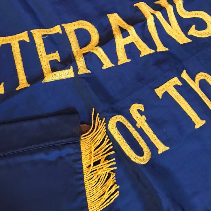 超レア大型美品！40’sUSAビンテージVFW米国退役軍人会 両面刺繍フラッグ旗