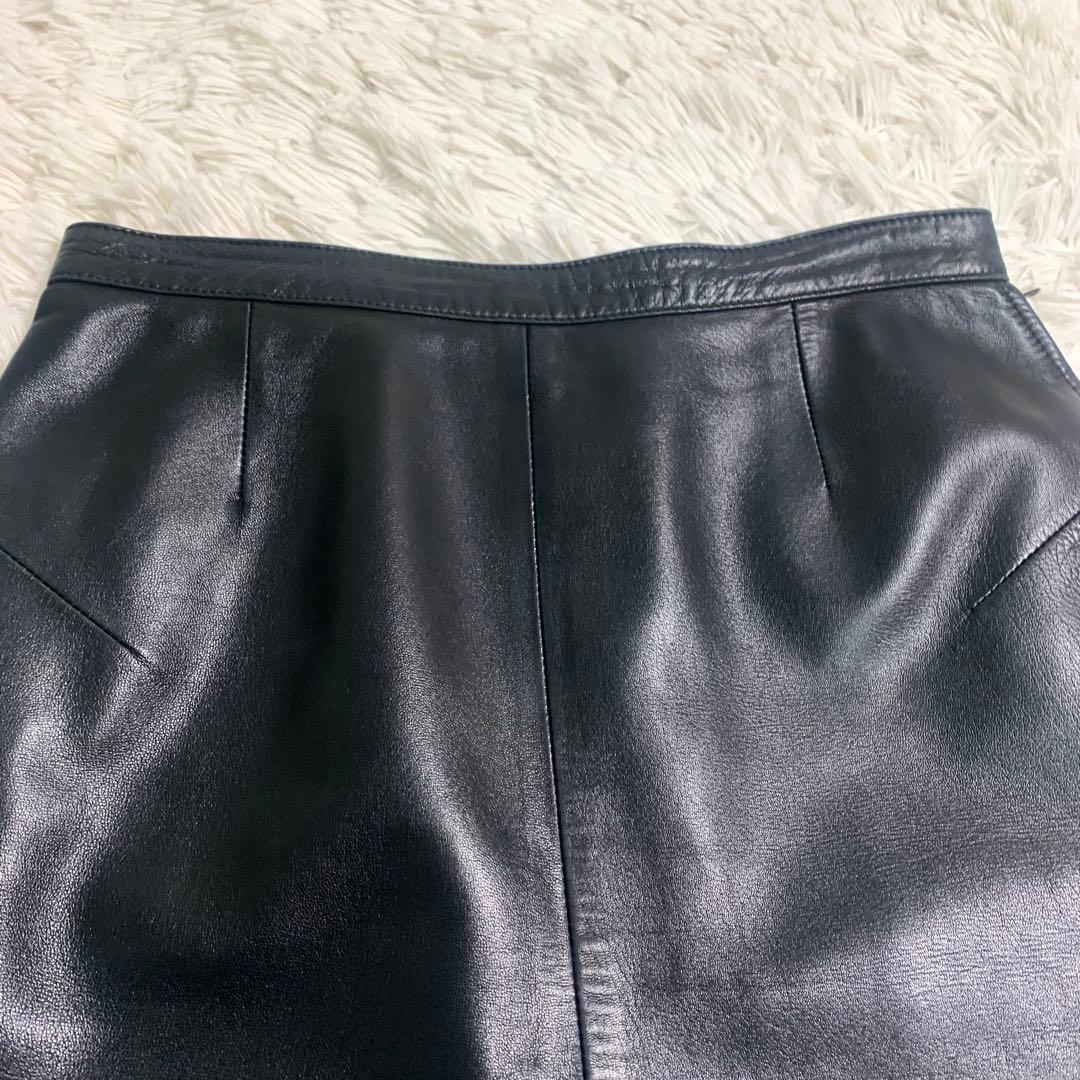 美品 グッチ レザースカート トムフォード期 牛革 本革 ブラック サイズ44