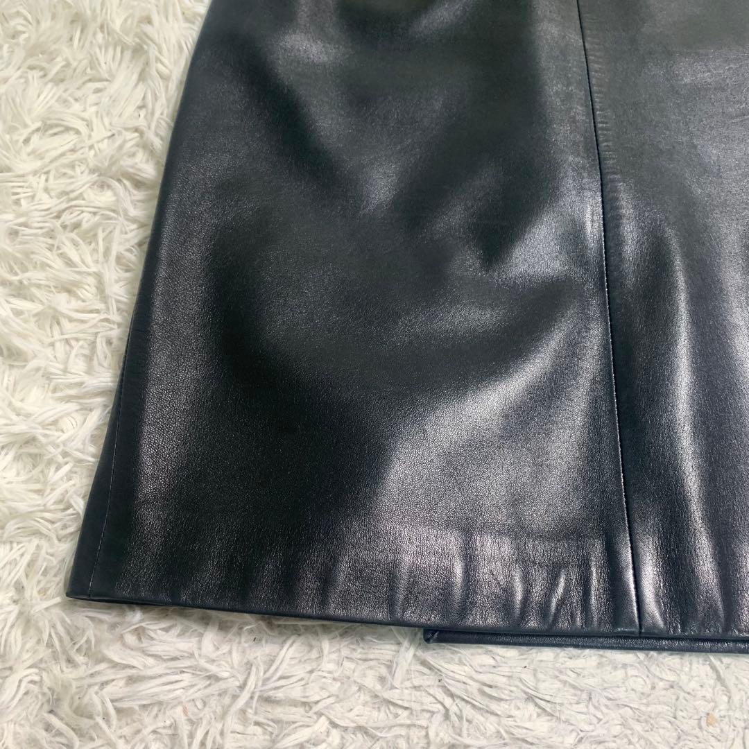 美品 グッチ レザースカート トムフォード期 牛革 本革 ブラック サイズ44