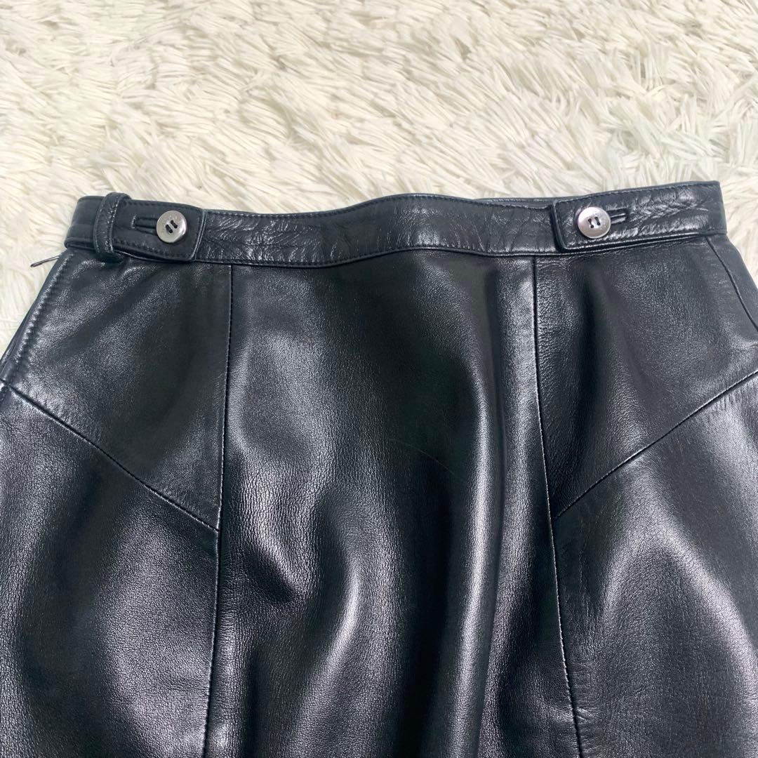 美品 グッチ レザースカート トムフォード期 牛革 本革 ブラック サイズ44