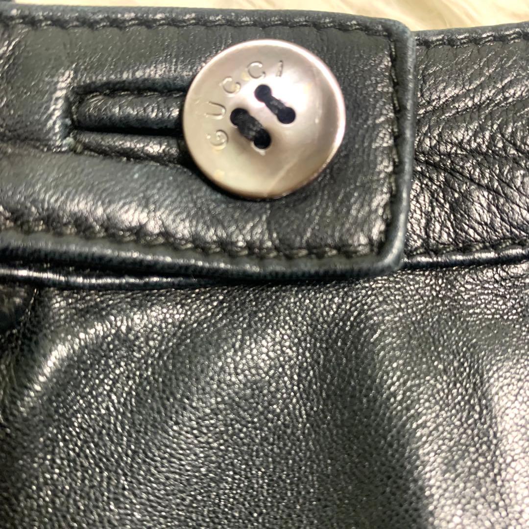 美品 グッチ レザースカート トムフォード期 牛革 本革 ブラック サイズ44