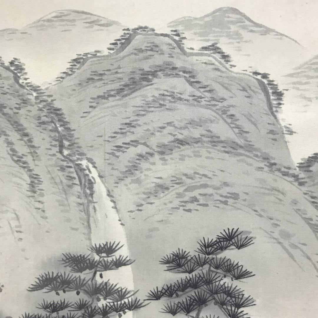 輝夫/山邨晴日/山水図/横物/掛軸/名家伝来/AB-827