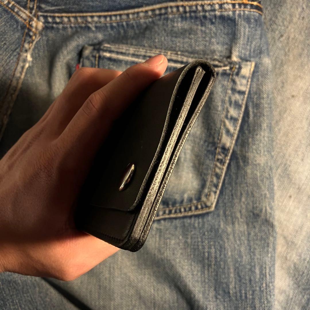 薄型ロングトラッカーウォレット 2層 シルバー 栃木レザー ハンドメイド