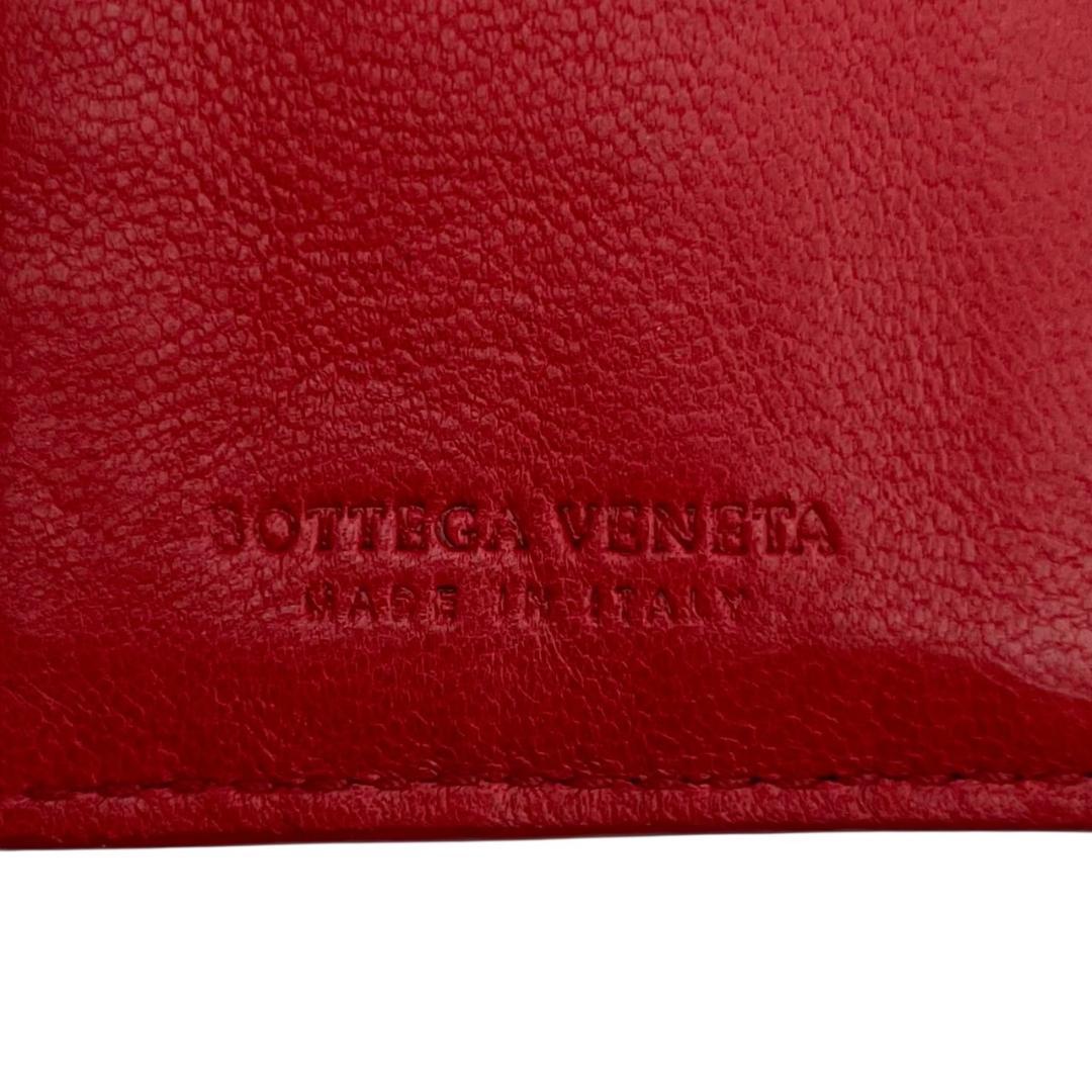 【極美品】 ボッテガヴェネタ 二つ折り財布 イントレチャート レザー レッド
