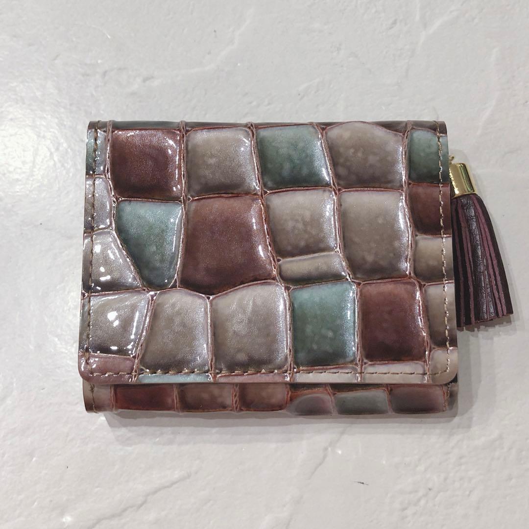 ☆美品☆ ATAO アタオ 三つ折り財布 ワルツ アドリア エメラルド タッセル