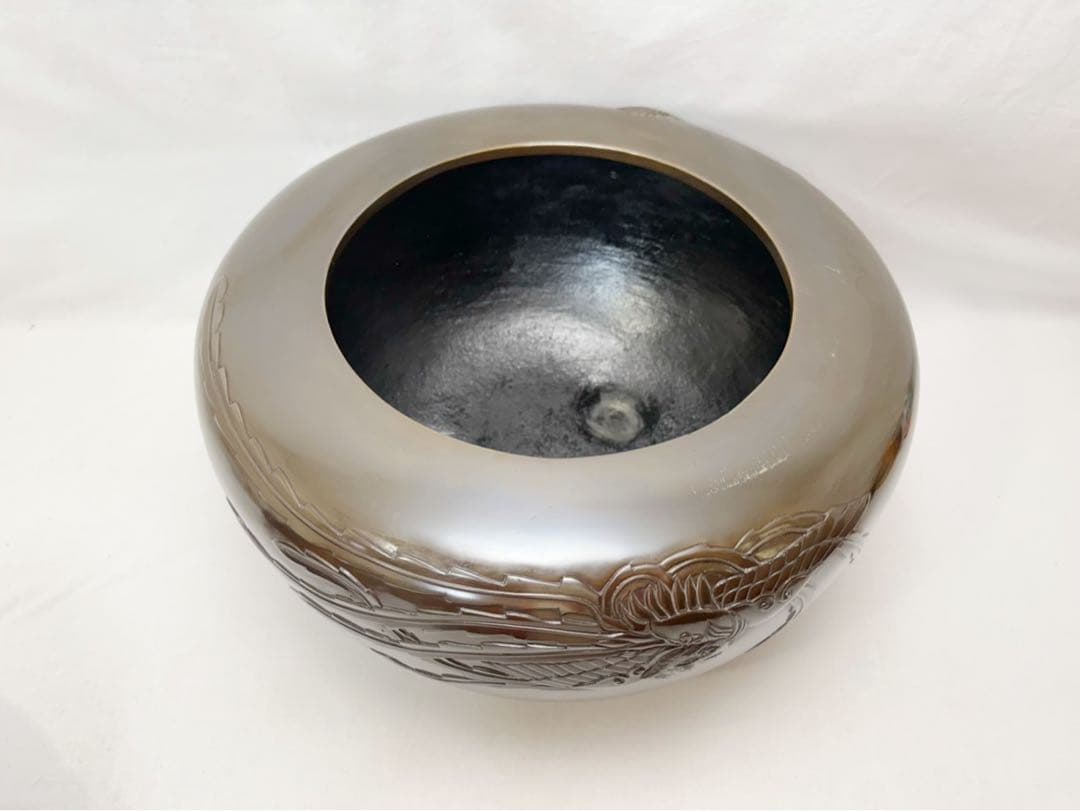 ほぼ未使用 茶道具 鋳師 金森吉左造 鳳凰唐金風炉 浜松地紋釜添 富士釜 共箱