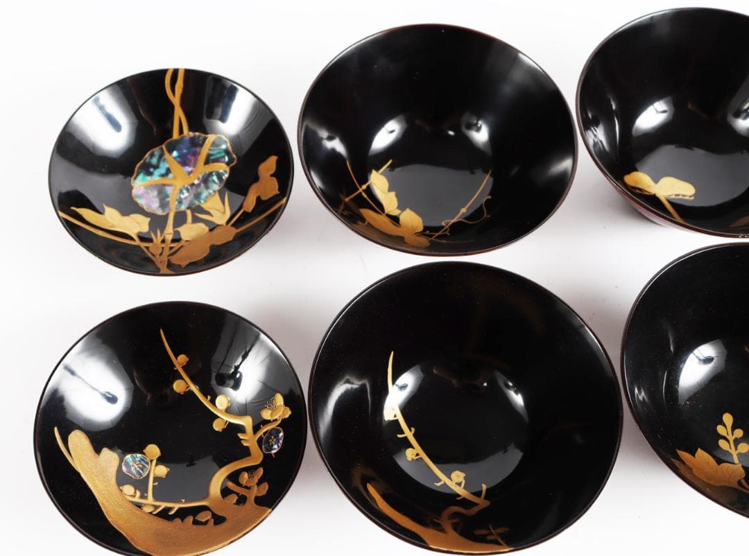 糸目 内梨地 螺鈿 花 図替 吸物椀 四客 蒔絵椀 懐石道具①