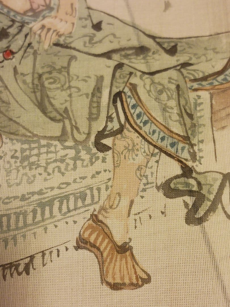 作者不詳 唐物 男 人物画 刺青 入れ墨 和彫り 絹本 肉筆 まくり 和