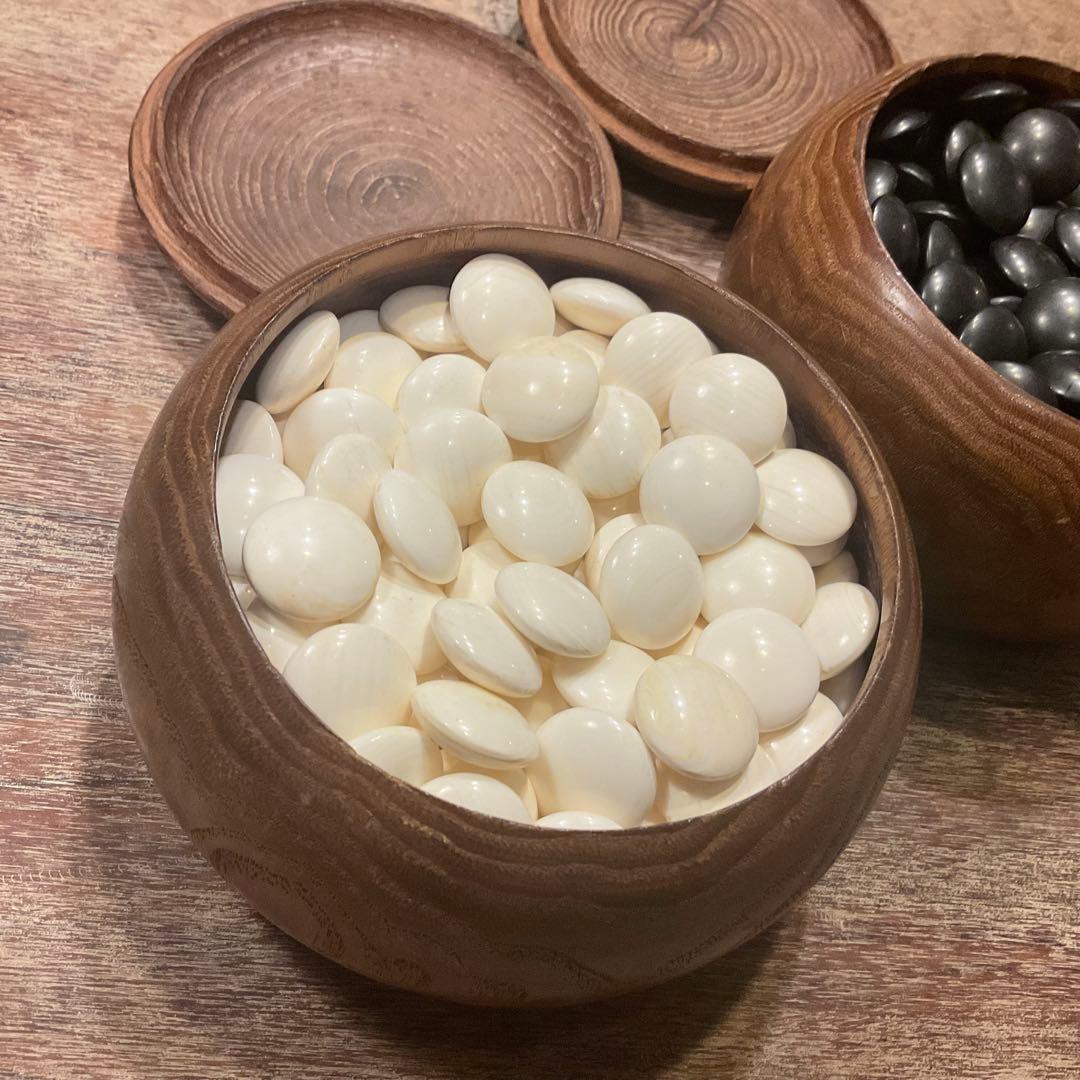 う*ぎ様 美品！高級 碁石 蛤 那智黒 35号 特大 碁笥