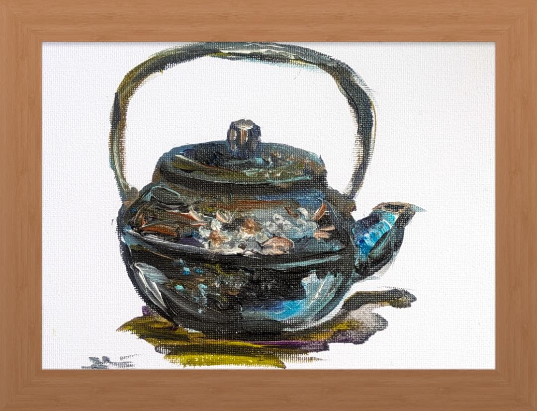 茶道の急須の油絵