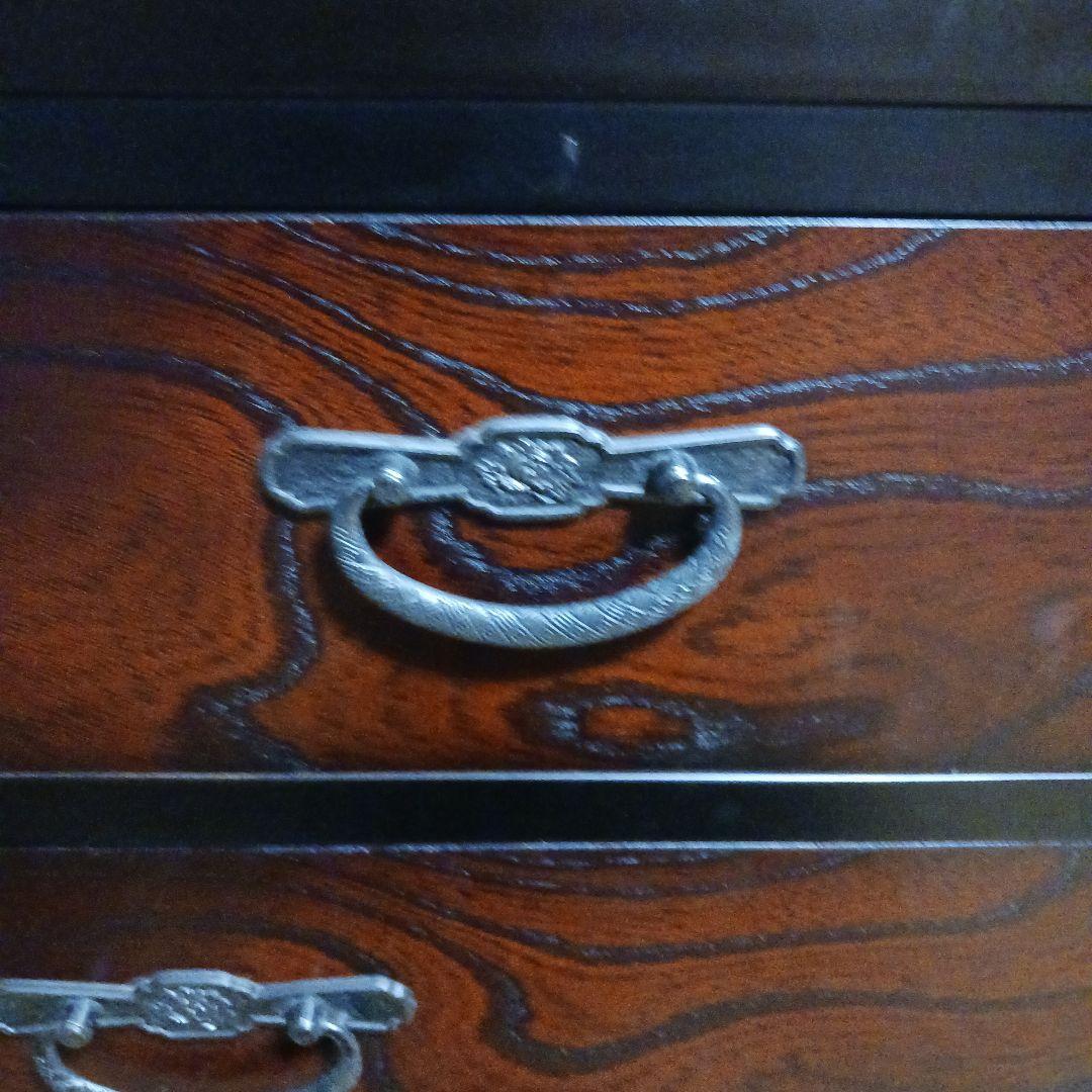 オ*ー様 ダークブラウン木製和風箪笥 5引き出し 整理箪笥 オ*ー