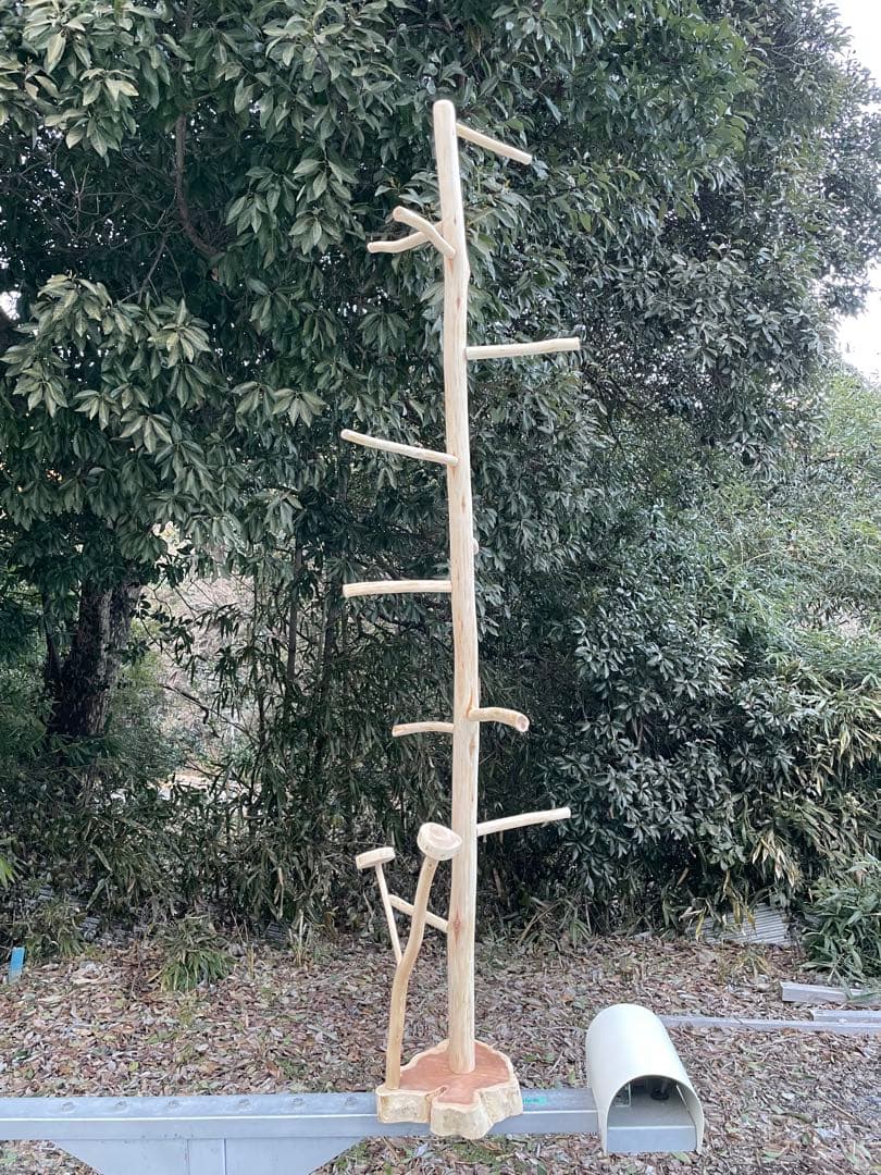 国産ヒノキ 鳥用止まり木 大型スタンド 約140センチ 小型中型インコ用