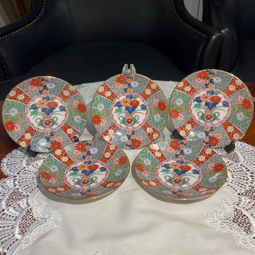 有田焼 田扇 陶扇窯 伊万里 金彩色絵 錦絵 銘々皿 5枚 骨董 - メルカリ