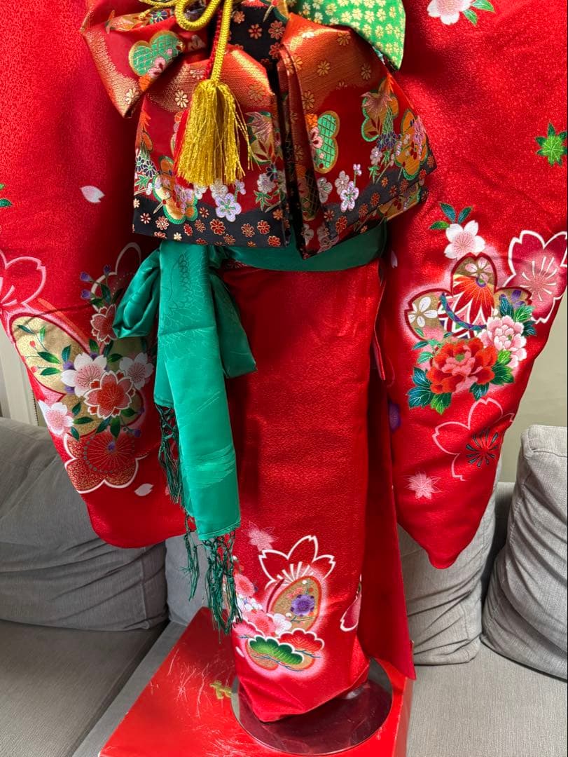 7歳七五三セット　着物草履バッグ付き　赤系②