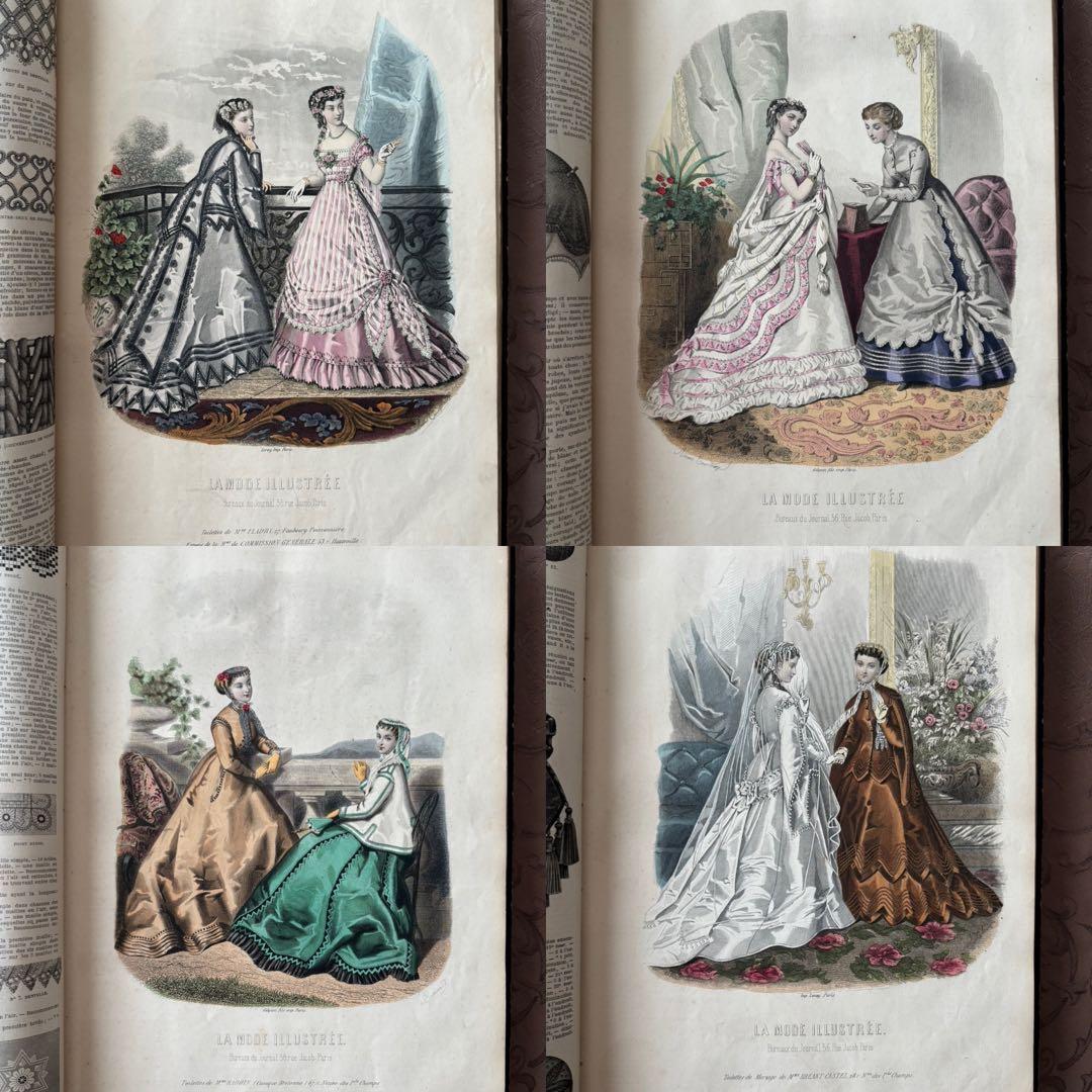フランスアンティークファッションプレート合本 モード銅版画1867年
