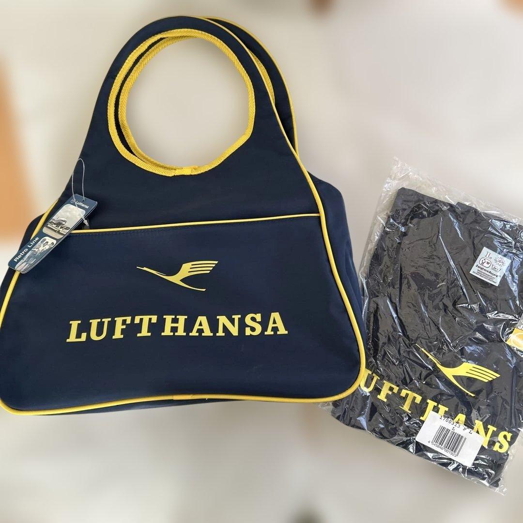 ドイツルフトハンザ航空 ナイロンバックとTシャツ セット 未使用タグ付