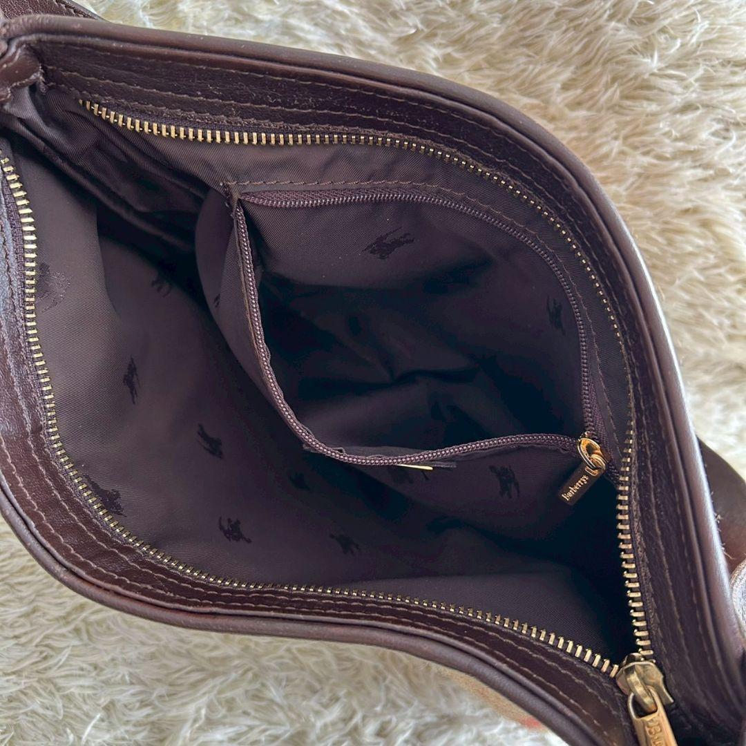 バーバリー　ショルダーバッグ　ノバチェック　ウール　肩掛け　斜め掛け　茶