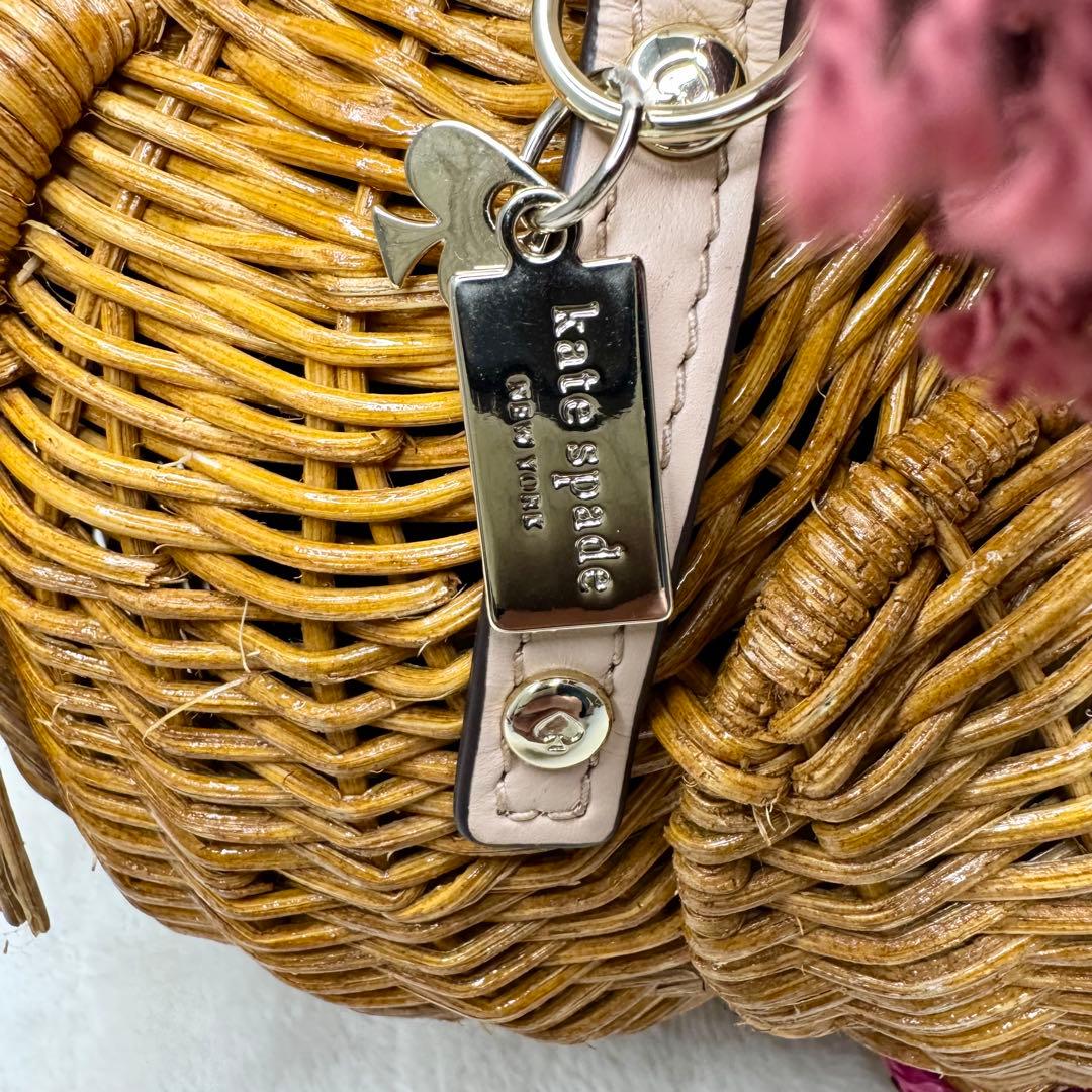 希少☆ ケイトスペード　ラクダ　ハンドバッグ　ラタン　カゴバッグ　マルチカラー