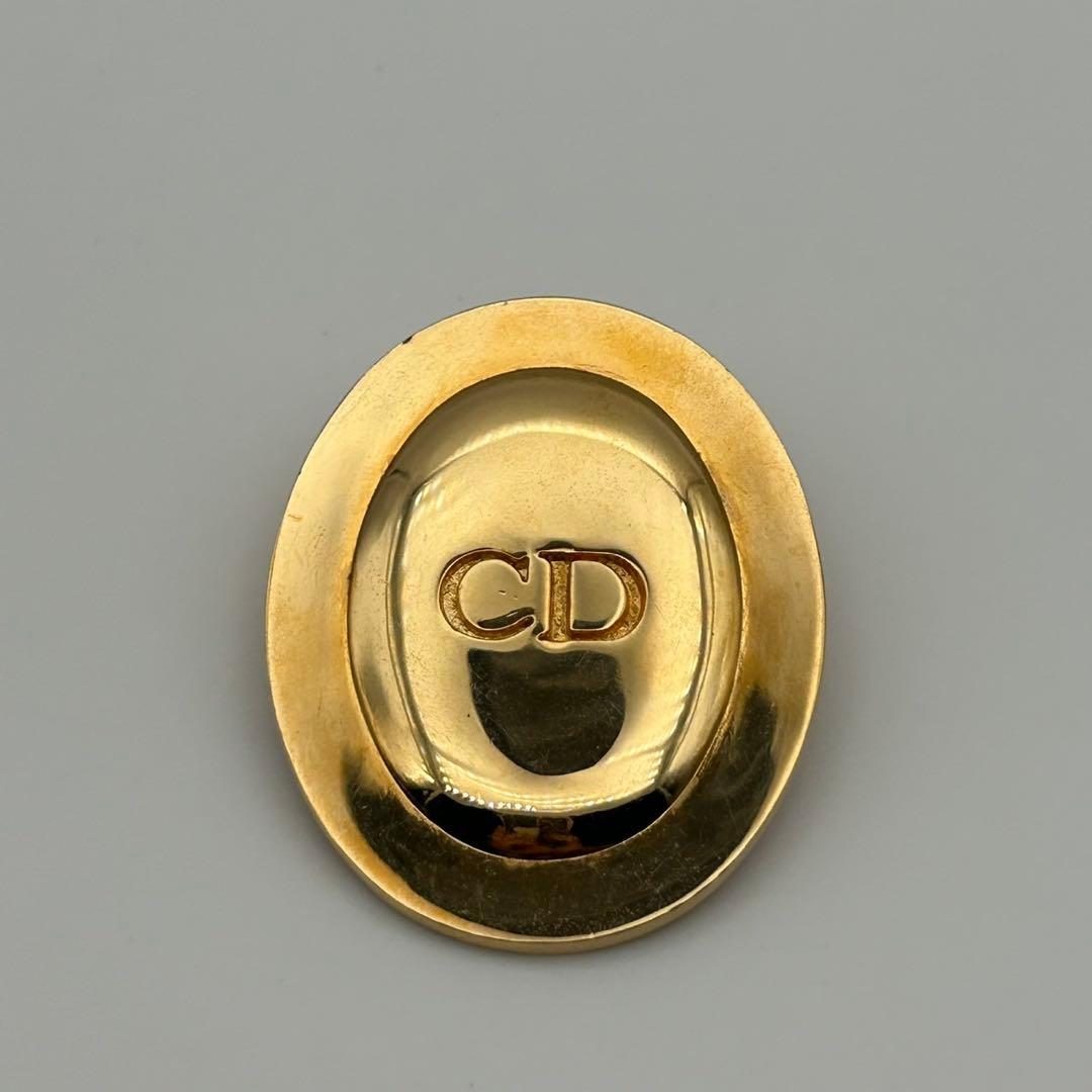 Christian Dior クリスチャン ディオール ブローチ ロゴ ストーン
