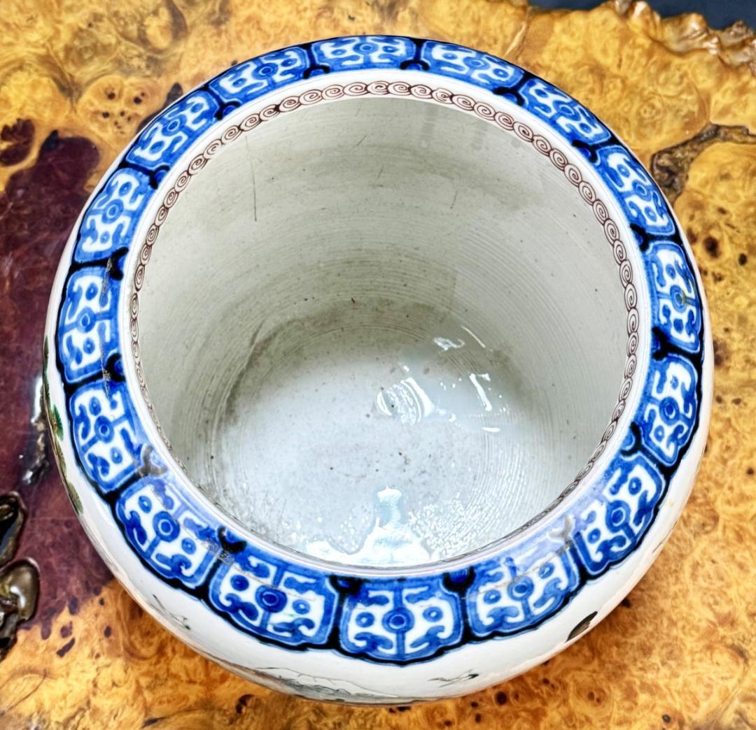 時代物 古染付色絵人物風景鉢 青花 ウブ品 入手困難骨董日本古玩