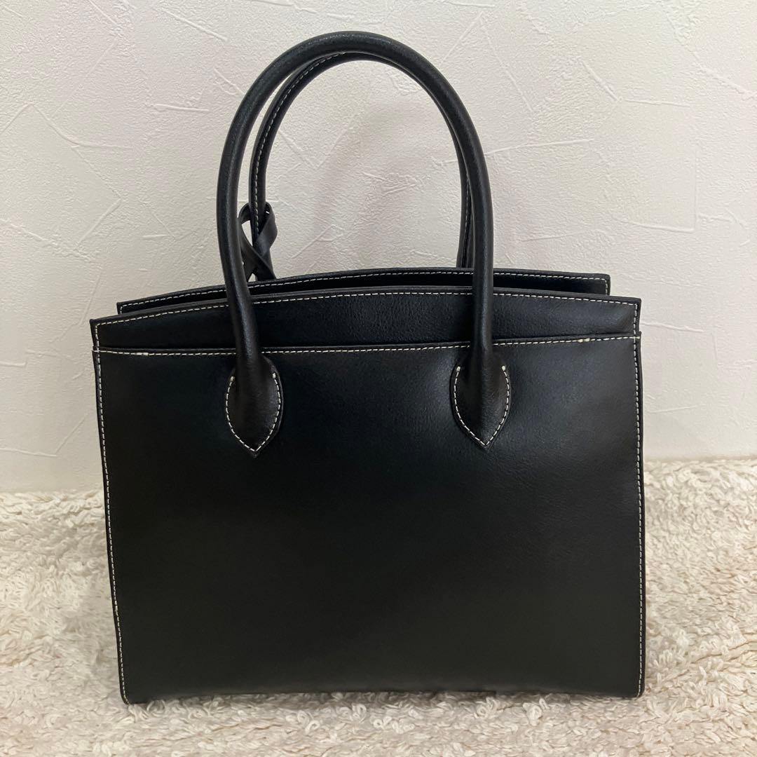 【極美品】濱野鞄/ハンドバッグ/金具/レザー/黒/ハマノ/HAMANO/南京錠